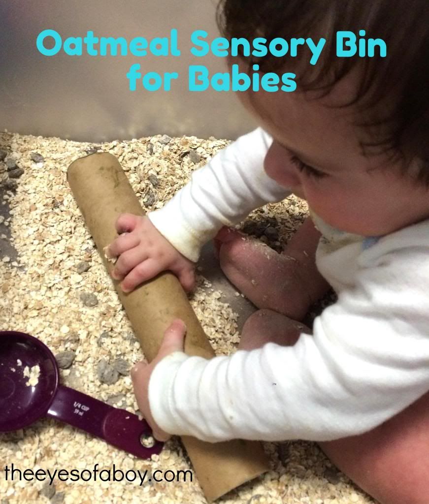 Oatmeal Sensory Bin for Babies