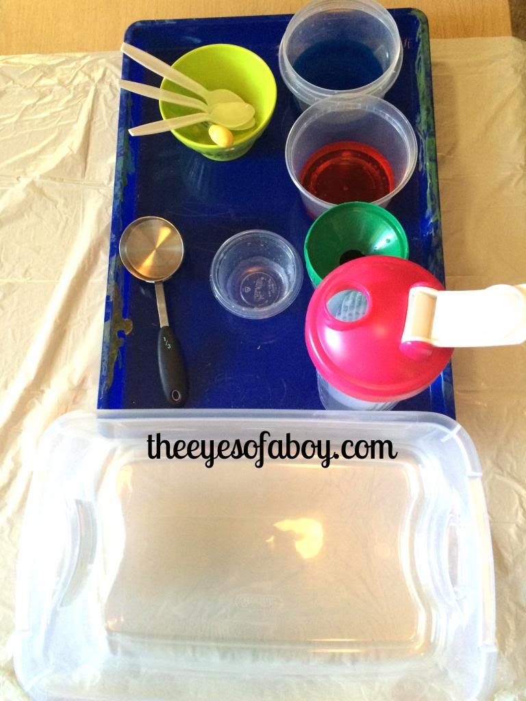 Montessori Inspired water and color exploration station - sensory tray for toddlers and kids 
