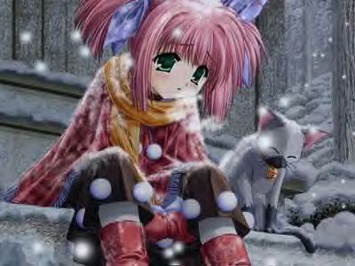 sad anime girl. sad anime girl in the snow