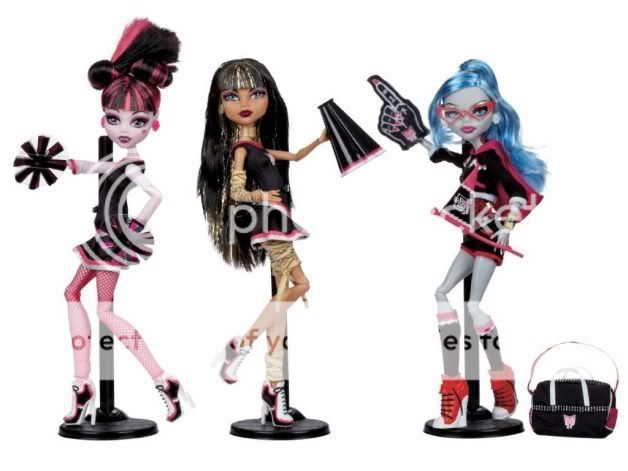 New Monster High Ghoul Spirit Fearleading Cheerleading Squad Dolls 3 Pack