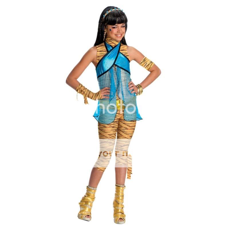 Monster High CLEO DE NILE Halloween Costume Dress + Wig S M L 4 6 8 10 